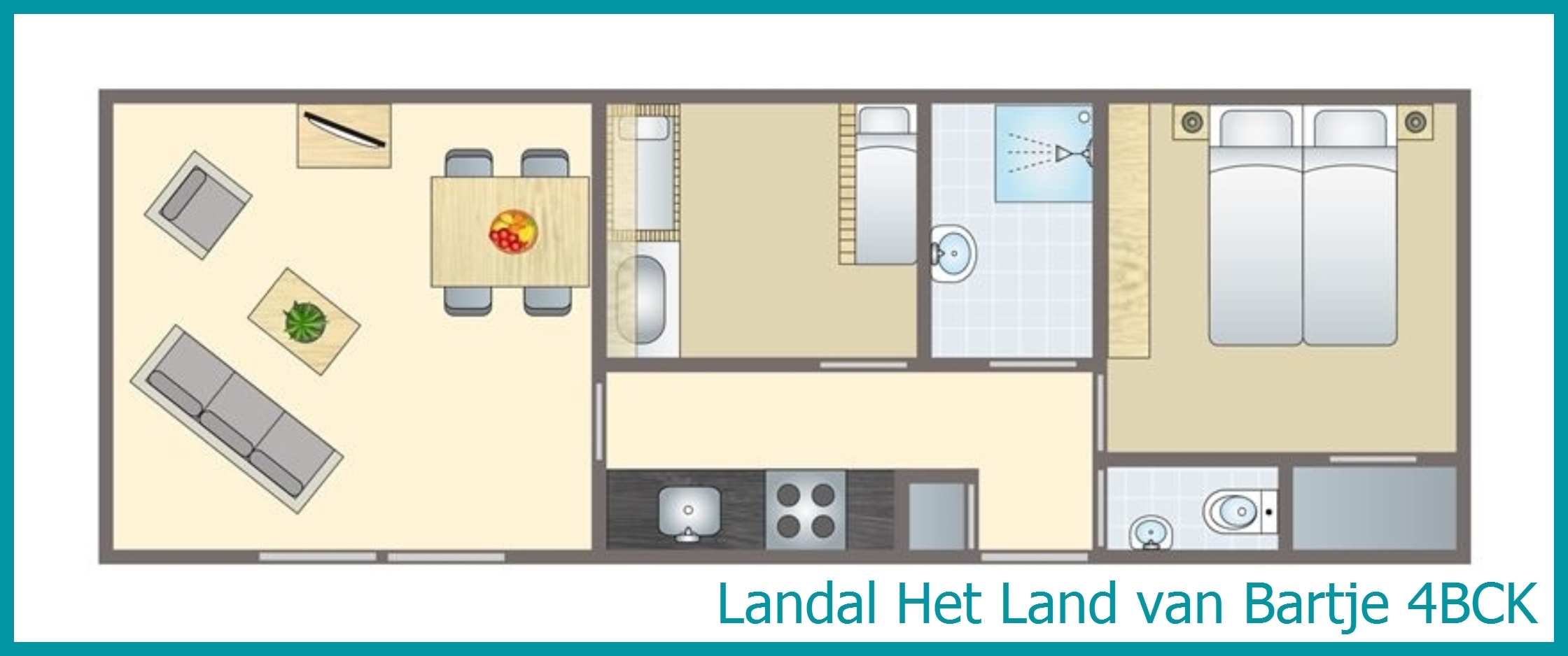 4-persoons peuterstacaravan 4BCK in Het Land van Bartje